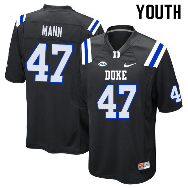 Youth #47 Steve Mann Duke Blue Devils College Football Jerseys Sale-Black